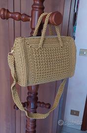 borsa bauletto in cordino swan color oro glitter