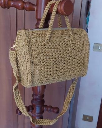 borsa bauletto in cordino swan color oro glitter