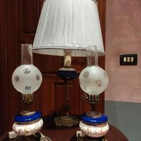 Antica lampada e lume porcellana e ottone