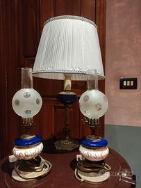 Antica lampada e lume porcellana e ottone