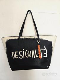 Borsa tote Desigual bianca nera  29x48x14