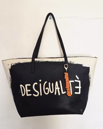 Borsa tote Desigual bianca nera  29x48x14
