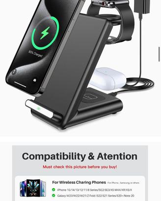 Caricatore wireless 3 in 1
