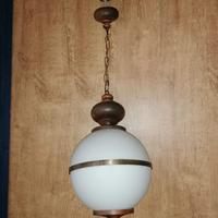 LAMPADA sospensione LAMPERTI legno e vetro ANNI'70