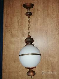 LAMPADA sospensione LAMPERTI legno e vetro ANNI'70