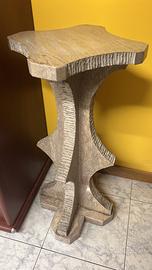 Tavolino colonnina scultura in marmo travertino