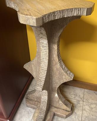 Tavolino colonnina scultura in marmo travertino