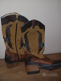 Dolce & Gabbana D&G Suede Leather Inlay Western Bo