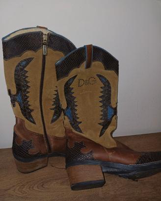 Dolce & Gabbana D&G Suede Leather Inlay Western Bo