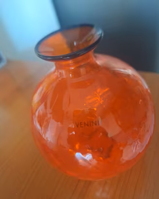 Vaso VENINI Rosso Murano Balloton 12 cm raro.