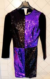 Tubino viola e nero con paillettes Firstage tg. XS
