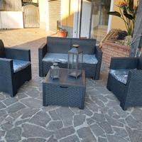 set completo divanetto rattan antracite 