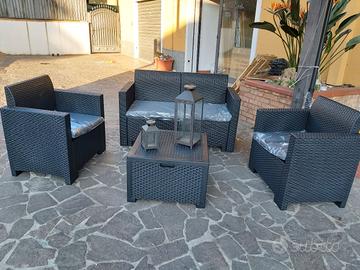 set completo divanetto rattan antracite 