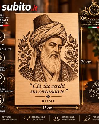 Incisione su legno Rumi 15 l x 20 h