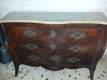 Comò Antico Stile Luigi XV con Piano in Marmo