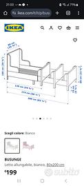 Letto singolo allungabile bianco IKEA  Busunge