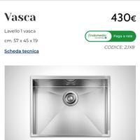 LAVELLO NUOVO ACCIAIO INOX 1 VASCA DA INCASSO