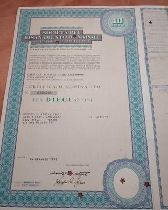 azione società risanamento di Napoli 