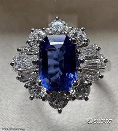 ANELLO ORO18kt. DIAMANTI E ZAFFIRO ROYAL BLU BURMA