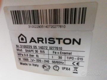 Scaldabagno boiler elettrico ariston 30lt