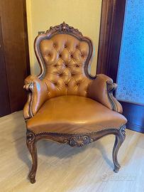 Poltrona legno e vera pelle