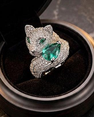 Anello in argento volpe bianca per donna