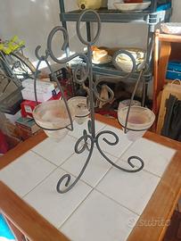 portacandele antico in ferro battuto