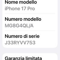 iphone 17 pro 256 gb bianco