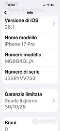 iphone 17 pro 256 gb bianco