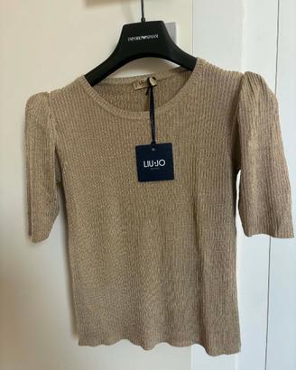 TOP MANICA CORTA LIU JO SPALLE STRUTTURATE VISCOSA