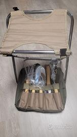 sgabello pieghevole giardino e set attrezzi