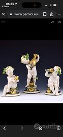 Ceramica Trio - putti con vino decorati.