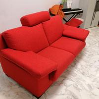 Divano rosso vermiglio due posti tessuto robusto s