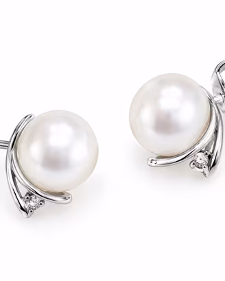 Orecchini di perle Akoya e diamanti  In oro 18 K.