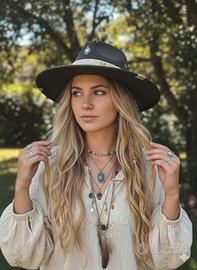 INDI Cappello Fedora Custom Boho Green & Frange - 