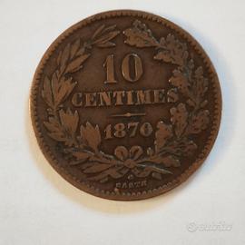 moneta antica 10 cent. 1870 del Lussemburgo 