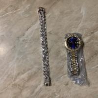 Set gioielli orologio quadrante blu e bracciale