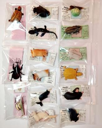 Set 15 Miniature Animali Furuta Kaiyodo + Leaflet