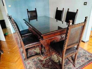 Tavolo da pranzo in legno massello con 6 sedie