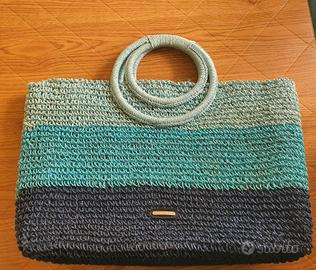 Borsa in paglia Carpisa celeste 