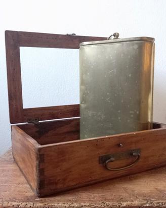 Borsa acqua calda in ottone + scatola in legno