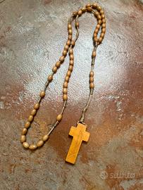Collana rosario vintage in legno