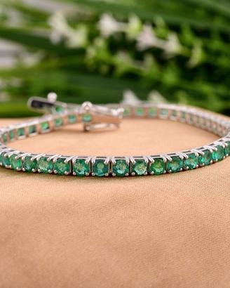 bracciale tennis argentato con smeraldi