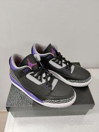 Air Jordan 3 Retro Black Court Purple Cement Grey