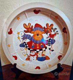 Vassoio/Piatto Natalizio rotondo in latta 