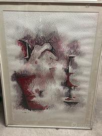 Quadro astratto - colori rossi e grigi