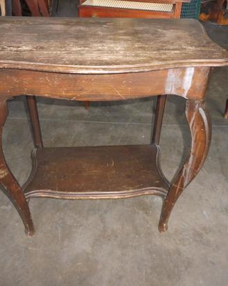 Tavolino legno antico con ripiano