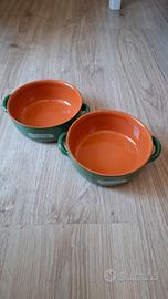 Coppia ciotole Fiore Verde in terracotta 