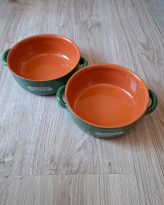 Coppia ciotole Fiore Verde in terracotta 