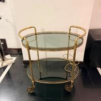 Carrello bar vintage ottone e vetro fumé